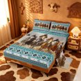 thumbnail image 2 of meiyoeat Cowboy Horse Aztec Border Print Bed Sheets For Boys,Western Farm Pattern Full Size Sheets,4-Piece,1 Flat Sheet,1 Fitted Sheet and 2 Pillowcases, 2 of 6