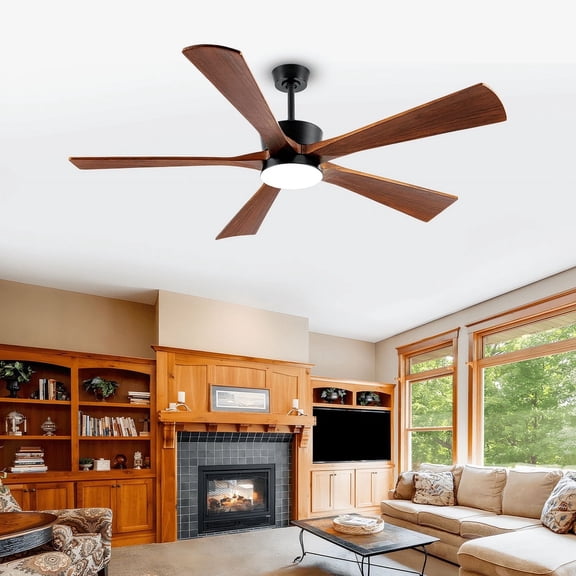 Doozoler 60" Farmhouse Ceiling Fan with Light,5 Wood Blades,Large Airflow Fan for Indoor Outdoor Patios Porch Living Room