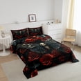 thumbnail image 3 of Moth Down Comforter Gothic Skull Floral Full Comforter Set,Extoic Boho Decor Bedding Set Red Rose for Gilrs Women Lover Quilt Set, 3 of 7