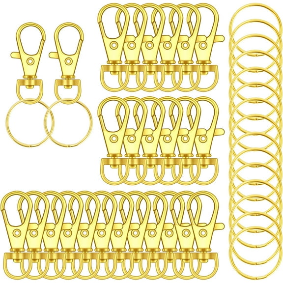 104PCS Swivel Snap Hooks with Key Rings, Metal Lobster Claw Clasp, Keychain Rings for Crafts (Gold, 1.2inch(32mm)