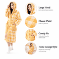 thumbnail image 4 of Aezemi Women Winter Hoodie Long Robes Plaid Fashion Thick Fleece Quick Dry Shower Bathrobe with Pockets Long Sleeve Tie Front Mid-Length Home Sleepwear Pajamas, 4 of 7