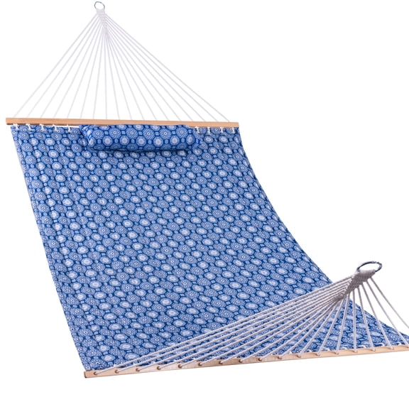 Prime Garden Two Person Hammock 12FT with Pillow for Outdoor,450 LBS Weight Capacity,Blue
