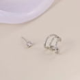 thumbnail image 3 of Yoursfs 2Pcs Silver Clip on Cartilage Earrings with CZ Stud Earring for Women Men Dainty Platinum Plated Claw Ear CuffS Set Jewelry, 3 of 4