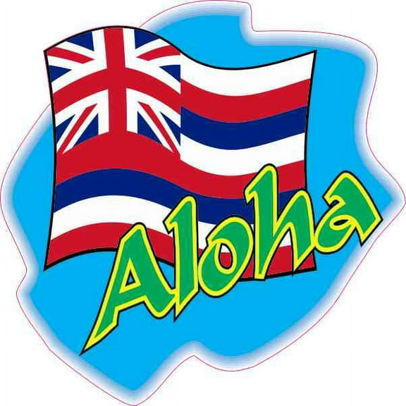 4in x 4in Hawaiian Flag Aloha Sticker Vinyl Vehicle Decal Ocean Stickers