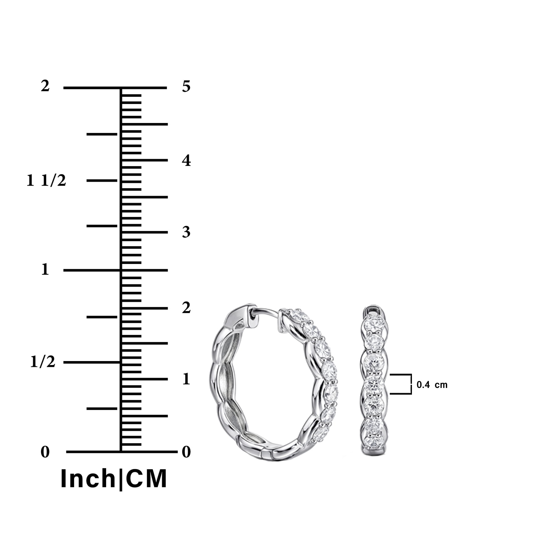 JeenMata Lab Grown Diamond 1.25 Carat Infinity-Inspired Hoop Earrings in 18K White Gold Plating for Women