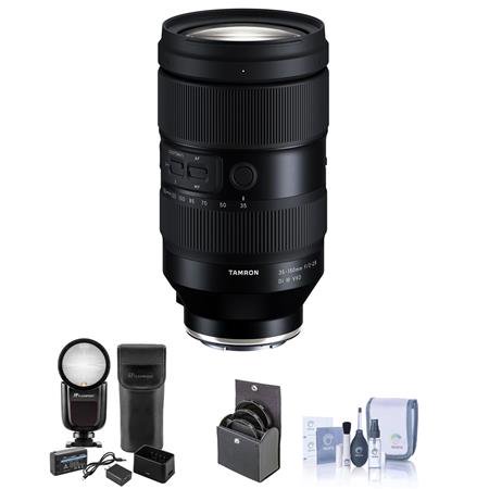 35-150mm f/2-2.8 Di III VXD Lens for Sony E Bundle with X R2 TTL Round Flash Speedlight  82mm Filter Kit  Cleaning Kit