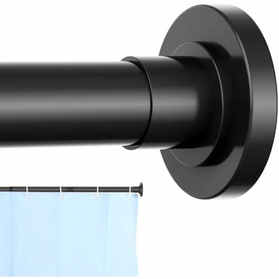 Black Shower Curtain Rod 32 to 43 Inch,1 Inch Diameter Adjustable Spring Tension Stainless Steel Telescoping Rod,Easy Install,No Rust