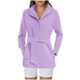 thumbnail image 2 of XPMWRP Women's Button Belt Solid Color Coat Long Sleeve Lapel Loose Outerwear Jacket Fashion Winter Soft Warm Coats with Pockets Purple S, 2 of 6