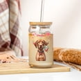 thumbnail image 3 of Happy Valentine's Day Vizsla holding flowers 16oz Glass Cup Mug Vizslas Dog Lover Gifts Idea Glass Can with Bamboo Lid and Straw - 3005, 3 of 5