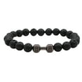 thumbnail image 2 of RuiJiao Unisex Natural Stone Dumbbell Bracelets - 8mm Black Matte Stone Beads, Fitness-Inspired Jewelry for Men and Women, Perfect Gift Set, 2 of 5
