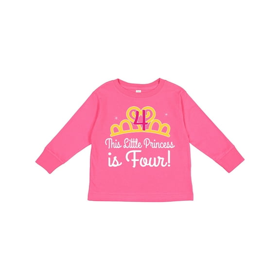 Inktastic 4th Birthday Princess Girls Crown Girls Long Sleeve Toddler T-Shirt