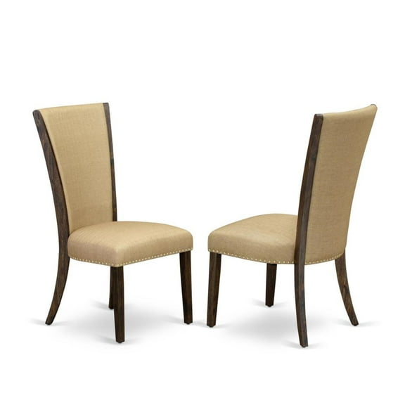 East West Furniture Verona 39" Fabric Dining Chairs in Jacobean/Brown (Set of 2)