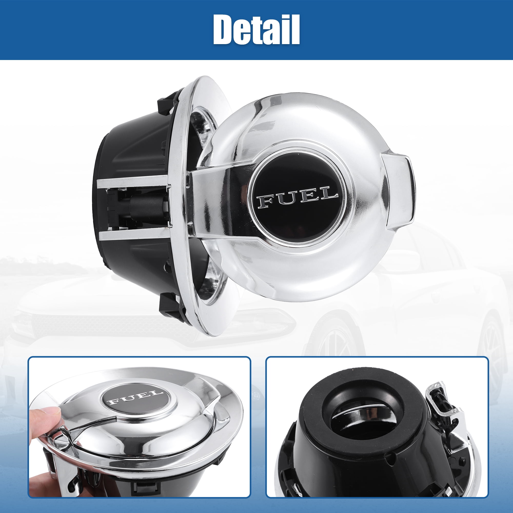 Unique Bargains Car Fuel Tank Filler Cover Door Gas Tank Cap 68250120AA for Dodge Challenger 2008-2019 Silver Tone