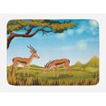 thumbnail image 1 of Antelope Bath Mat, Cartoon Nature Scene Landscape with Animals on Grass Wildlife Outdoorsy Graphic, Plush Bathroom Decor Mat with Non Slip Backing, 29.5" X 17.5", Multicolor, by Ambesonne, 1 of 2