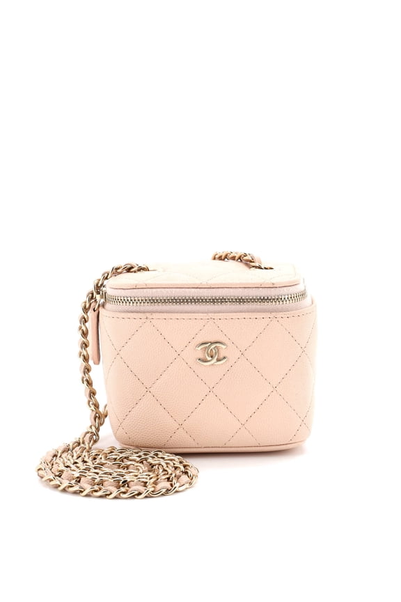 Pre-Owned Classic Vanity Case with Chain Quilted Caviar Mini By Rebag
