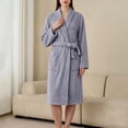 thumbnail image 5 of FchengtaiS Women Fleece Robe Short Cozy Plush Robes for Womens Soft Shawl Collar Warm Spa Bathrobe Loungewear with Pockets, 5 of 7