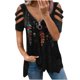 thumbnail image 2 of ICHUANYI Clearance Fashion Woman V-Neck Short Sleeve Tops T-Shirt Summer Print Loose Blouse(Black, XXL) ICHUANYI WER2023080808197, 2 of 5