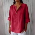 thumbnail image 2 of MSJUHEG Linen Shirts for Womens Cotton Linen Loose Blouses Gauze Shirts for Women Embroidered Top Cotton Gauze Tops for Women Linen Tops for Women Camisa Lino Mujer Basic Top Blouses Hot Pink 3XL, 2 of 9