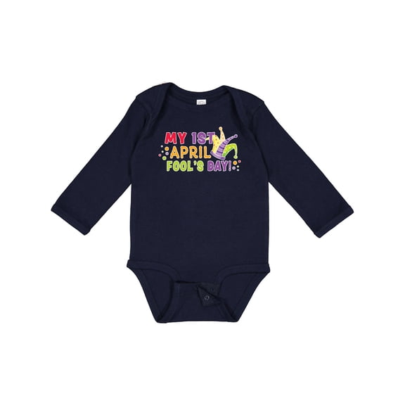 Inktastic My 1st April Fools Day with Jester Hat Boys or Girls Long Sleeve Baby Bodysuit