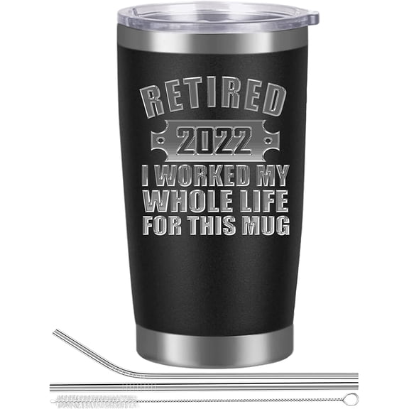 Retirement Gifts for Men Dad Grandpa Funny Coworker Farewell Retired Gift Black 20 oz Tumbler Mug