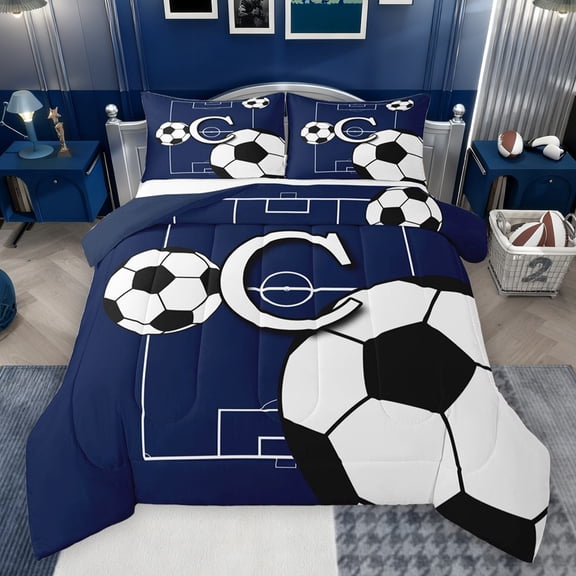 Castle Fairy Twin 2-Piece Monogrammed C Soccer Comforter Set