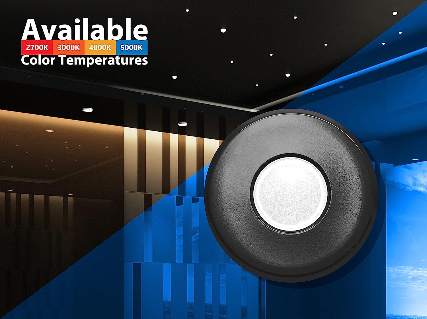 NICOR Lighting DLF301203KRDBK SureFit(v3) LED Flush Mount Ceiling Light, 3000K with Round Black Trim