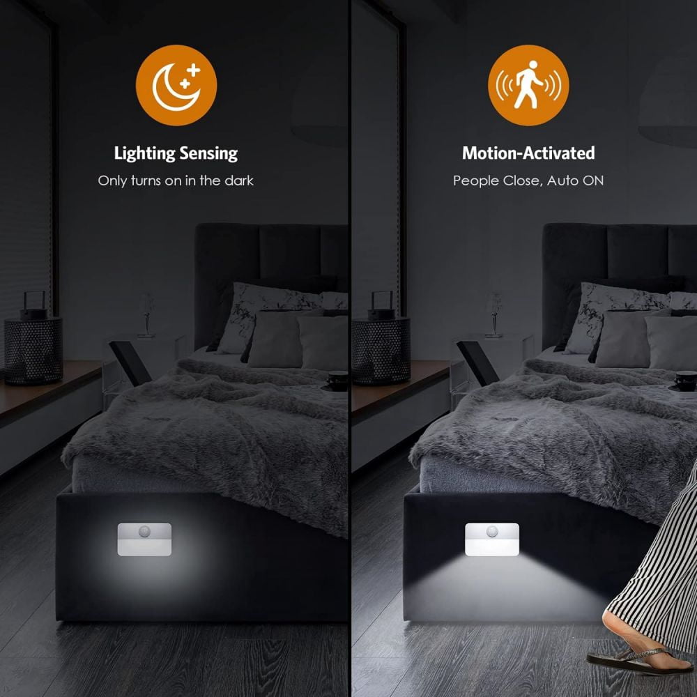 VIVIHEYDAY LED Night Light Lamp with Motion Sensor Dusk to Dawn Sensor Battery Operated Stair Lights, 1 Pack