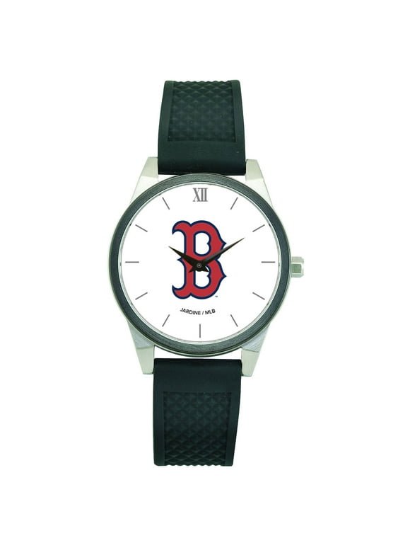 Women's  Black Boston Red Sox Silicone Strap Wristwatch