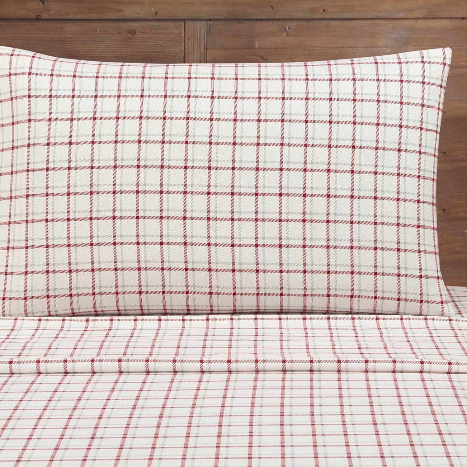 Mainstays 4-Piece Flannel Sheet Set, Red Plaid, Full