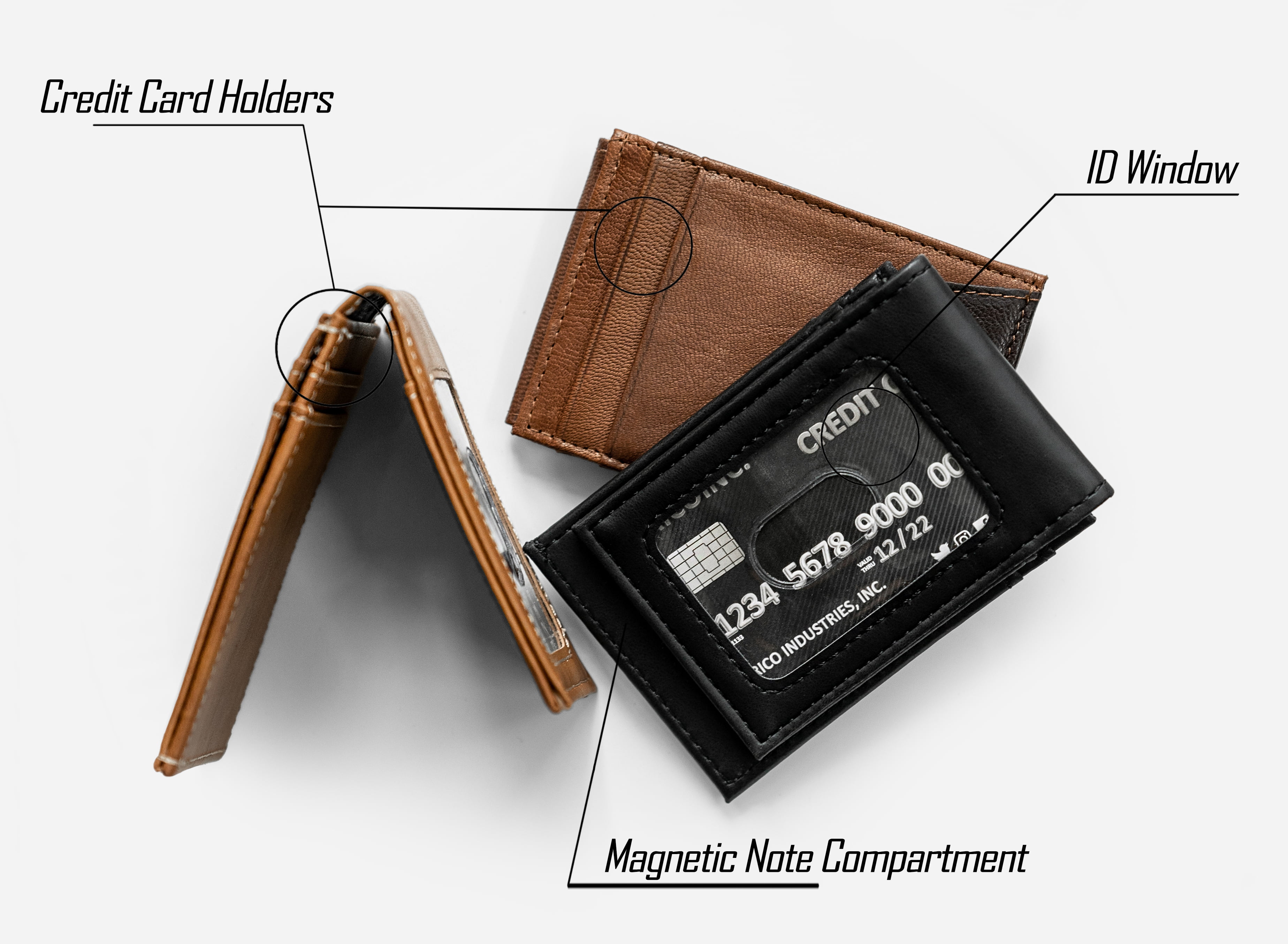 Dakota Leather Magnetic Money Clip Bifold Wallet