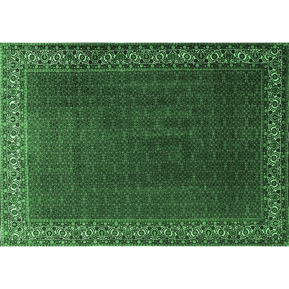Ahgly Company Indoor Rectangle Persian Emerald Green Traditional Area Rugs, 5' x 7'