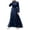 A-Blue665, variant on XIAOCHA Women's Satin Maxi Dress High Neck Belted Long Sleeve Gown Elegant Modest Formal Evening Dress