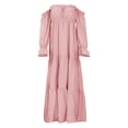 thumbnail image 6 of Gyujnb Lightweight Flowy Boho Maternity Tiered Maxi Dress Off Shoulder Ruffle Neck Long Bubble Flare Sleeve Smocked High Waist Elegant Gown for Pregnancy Photoshoot,S, 6 of 9