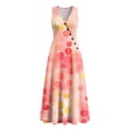 thumbnail image 4 of Smsaxvxz Women's Summer Dresses Fashion Floral Printed V Neck Sleeveless Casual Comfortable Beach Vacation Maxi Sundress A-8 2XL, 4 of 8