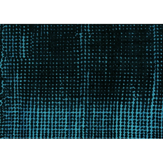 Ahgly Company Indoor Rectangle Oriental Turquoise Blue Modern Area Rugs, 7' x 10'