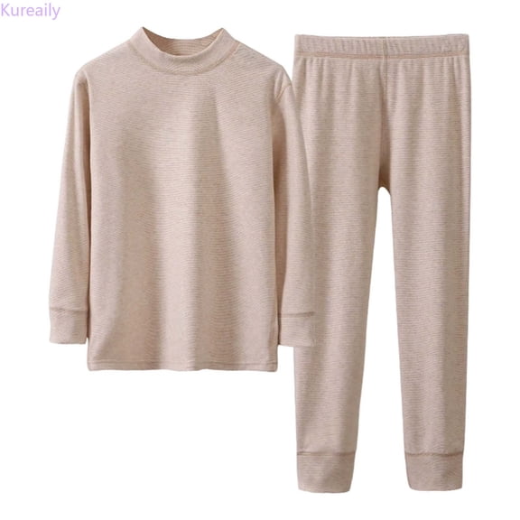 Kureaily Boys Thermal Underwear Long Sleeve Top And Pants Winter Base Layer Loungewear For Kids High Neck Warm Comfy Outfit 5-6 Years