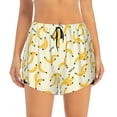 thumbnail image 3 of Uemuo Banana Pattern Women's Athletic Shorts High Waisted Running Shorts with Liner Pockets Gym Elastic Workout Shorts-Small, 3 of 9