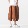 thumbnail image 5 of WEAIXIMIUNG Khaki Shorts Men Beach Shorts for Men Summer Light Cotton Linen Loose Casual Straight Wide Leg Harem Pants Eight Pants Men, 5 of 6
