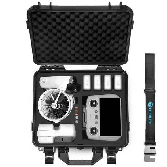 Lekufee Étui Rigide Étanche pour Drone à Clapet DJI, Fly More Combo, DJI RC 2, DJI RC N3/RC N2, Batterie (9 Pcs), Concentrateur de Charge et Autres Accessoires (Étui Seulement)