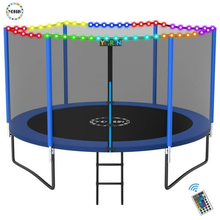 YORIN Trampoline for 2-3 Kids, 8 FT Trampoline for Adults with Enclosure Net, Ladder, 800LBS Weight Capacity Outdoor Round Recreational Trampoline, ASTM Approved Heavy Duty Trampoline