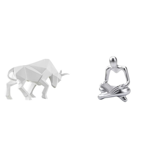 Estatua de toro,Estatua de toro,figura decorativa para escritorio,Arte decorativo coleccionable para el hogar y la oficina,Figura del pensador abstracto,Estatua de Pensador
