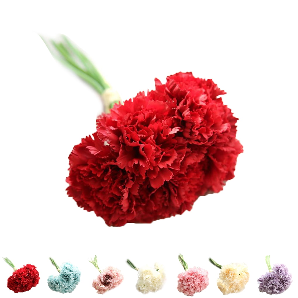 Set of 12 Artificial Red Carnation Flower Heads 8cm Fake Faux Flowers 