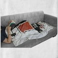thumbnail image 6 of Fitness Soft Flannel Fleece Throw Blanket, Bodybuilder and Huge Barbell Silhouettes of Posing Athlete Weights Lift, Cozy Plush for Indoor and Outdoor Use, 50" x 60", Red Black White, by Ambesonne, 6 of 6