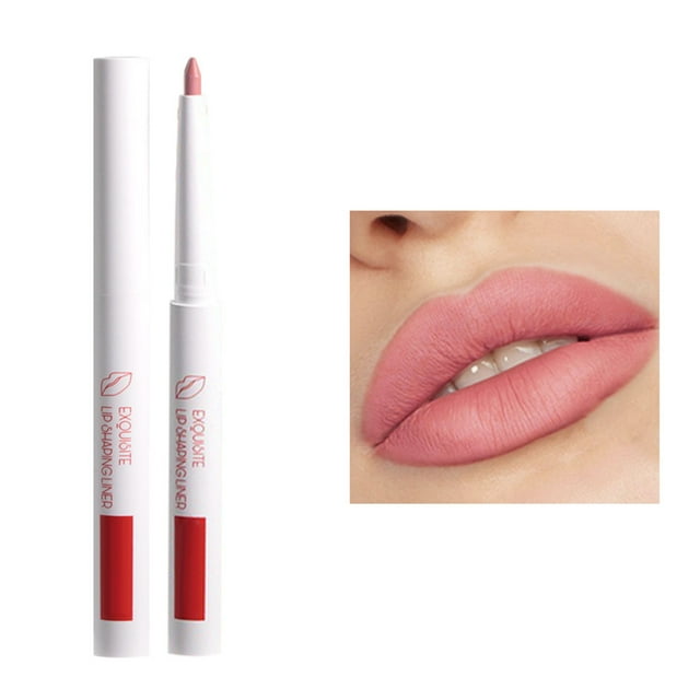 Color Rendering Is Not Easy To Smudge Lasting And Non Staining Cup Matt Gold Tube All Day Lipliner Flexible Tip Easy To Apply Smear Transfer Anti Mask 100% Harmless,Pink Lip Liner