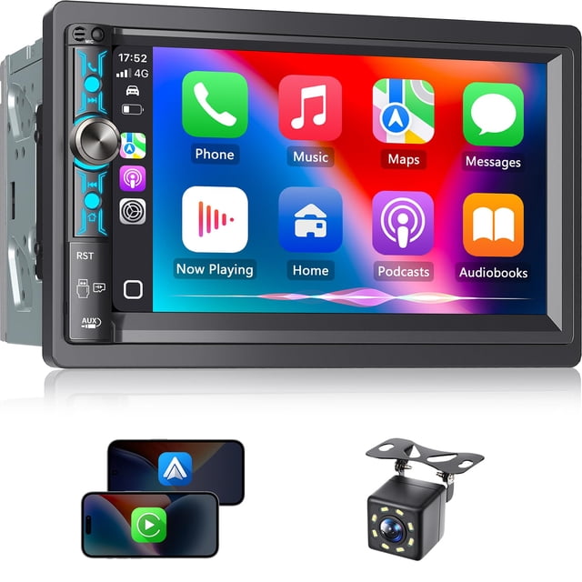 Estéreo para coche Kissound 7 Double Din con Carplay inalámbrico y Android
