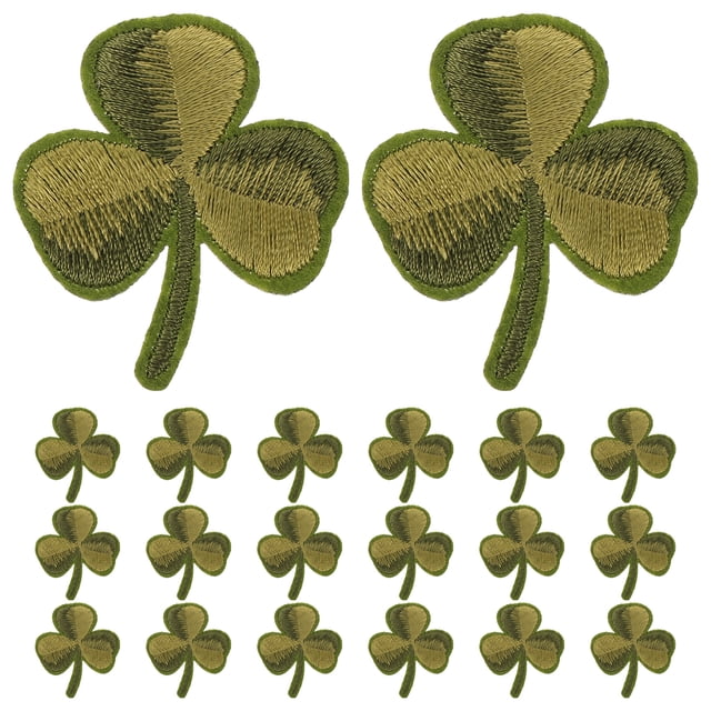 20Pcs Small Shamrock Patches Iron On Appliques St. Patrick's Day Clothes Applique
