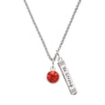 thumbnail image 1 of Delight Jewelry 10mm Red Crystal Drop Silvertone Be Strong and Courageous Bar Charm Necklace, 23", 1 of 4