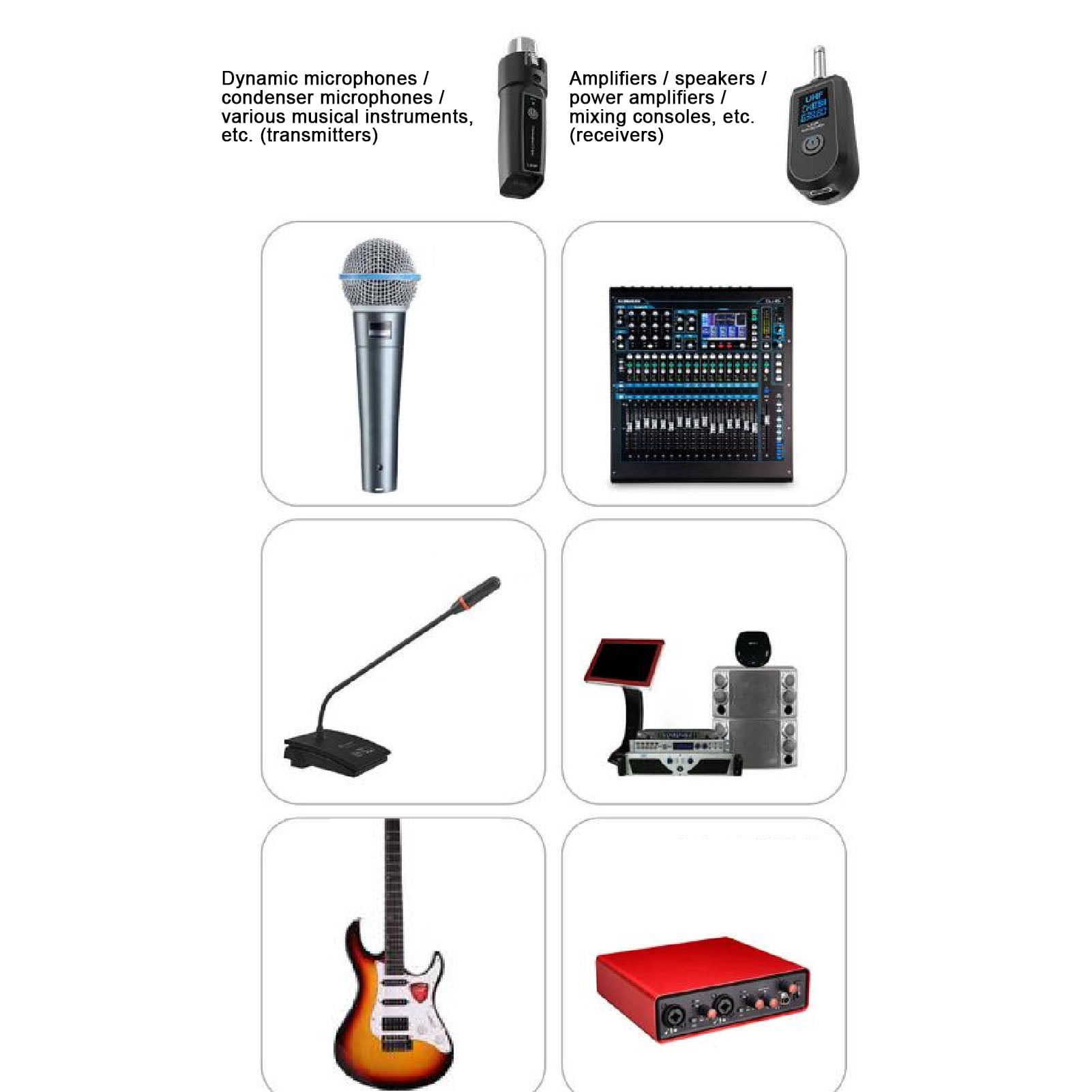 BIMZUC UHF Wireless Microphone Transmitter Receiver XLR System 6.69 inches / 17.0 cm Adapter for Dynamic Mic Audio Mixer 6.35mm Interface 90ft Range Dual Transmitter