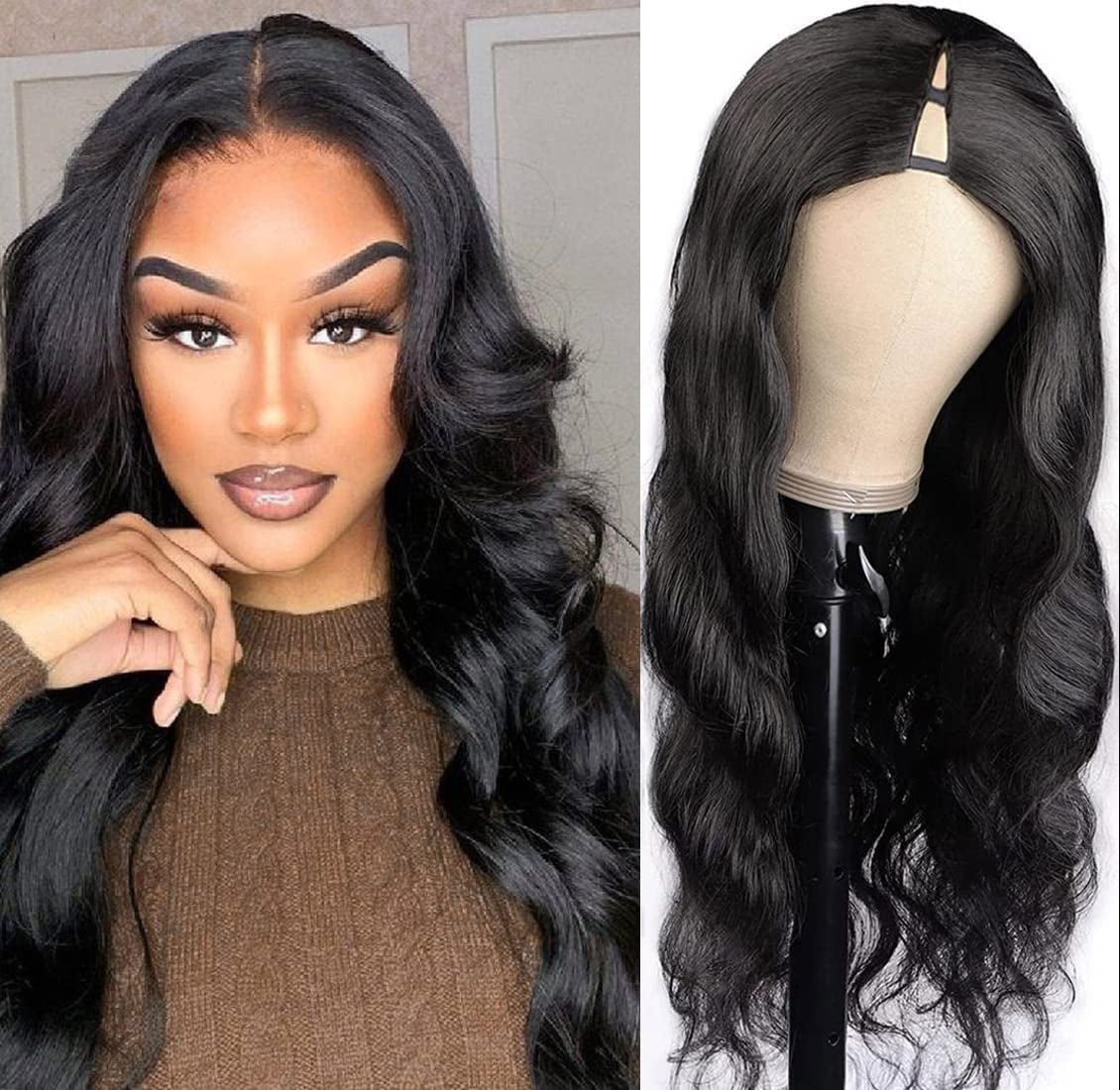 V Part Wig Human Hair Brazilian Virgin Human Hair for Black Women Body Wave Glueless Upgrade U Part Wigs Full Head Click in Half Wig 150% Density V Shape Wigs No Leave V Part Wig Human Hair Brazilian Virgin Human Hair for Black Women Body Wave Glueless Upgrade U Part Wigs Full Head Click in Half Wig 150% Density V Shape Wigs No Leave