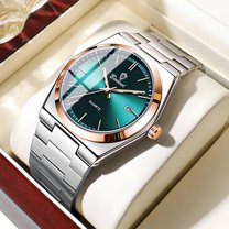 Gifts for Men: Stainless Steel Chronograph Watch, Silver and Black, Waterproof, for Business, Casual, or Dress Wear